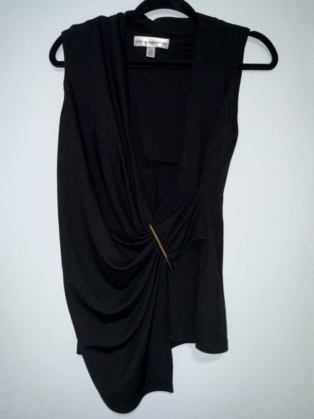 Catherine Malandrino Black Draped Open Cardigan